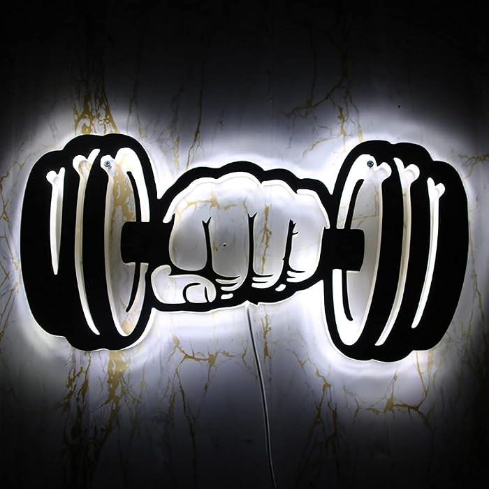 Geek Alerts Dumbbells Strength LED Wall Light Sign for Home Gym Workout Room Décor LED Lighting ... | Amazon (US)