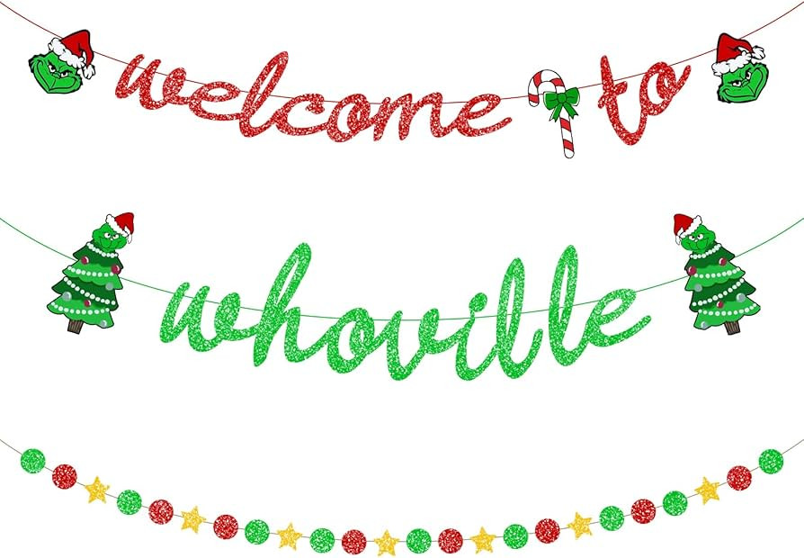 Welcome To Whoville Banner Grinch Christmas Decorations, NO DIY Christmas Banner for Whoville Chr... | Amazon (US)