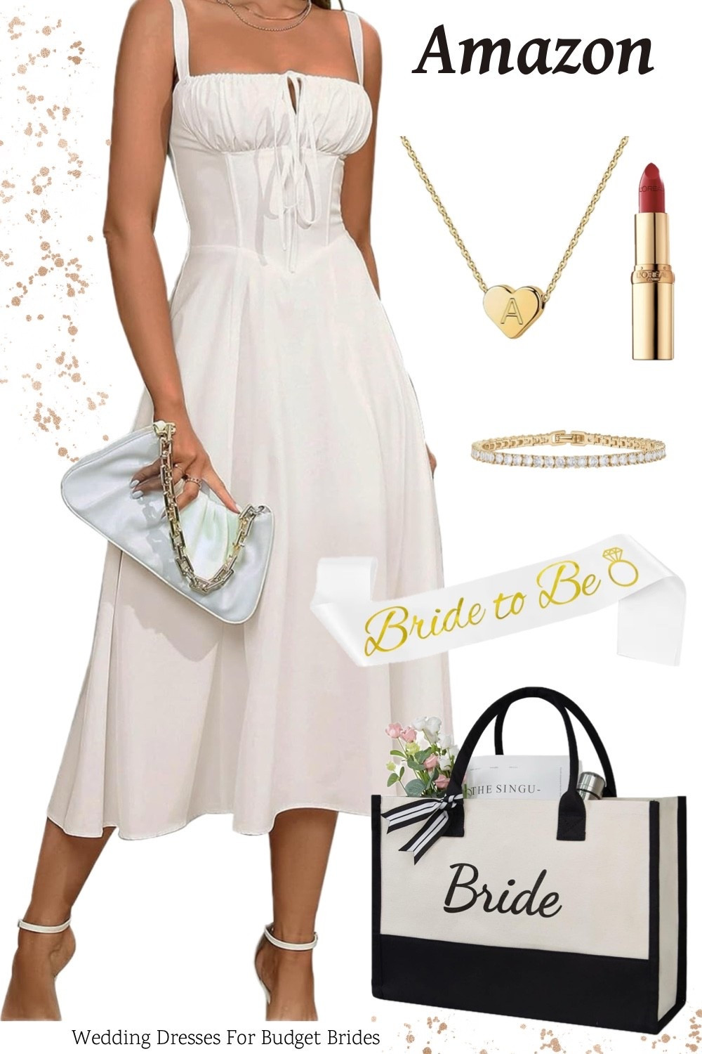 Outfit idea for the bride to be. On Amazon. White corset dress under $55. 

Bachelorette party dress, bridal shower dress, white dress, spring dress, summer dress. 

Engagement photo shoot dress, engagement party dress, rehearsal dinner dress. 

#LTKWedding #LTKSeasonal