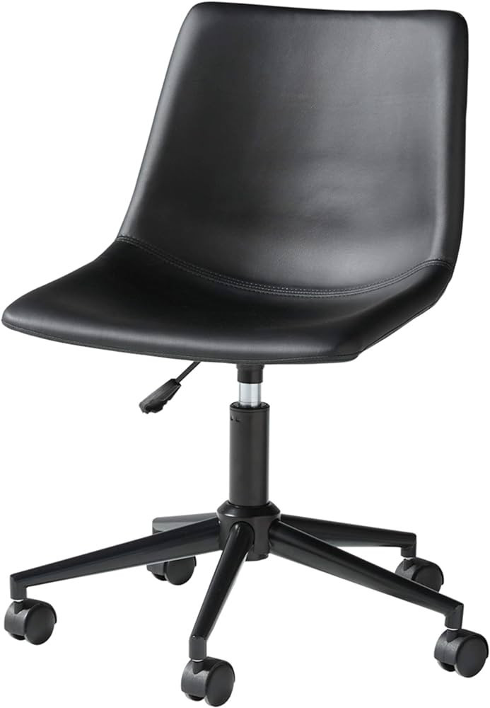 Signature Design by Ashley Faux Leather Adjustable Swivel Bucket Seat Home Office Desk Chair, Bla... | Amazon (US)