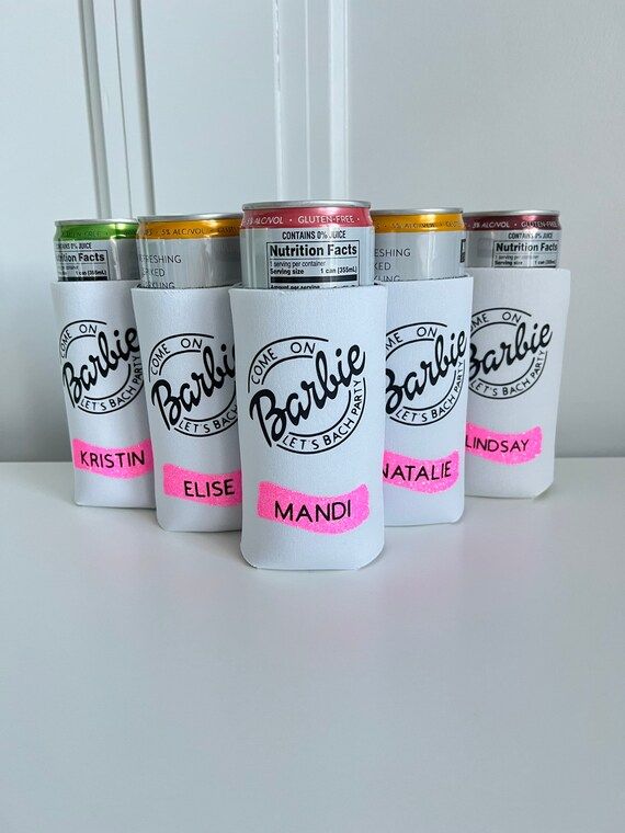 Barbie Bachelorette Slim Can Cooler  Customize With Names | Etsy | Etsy (US)