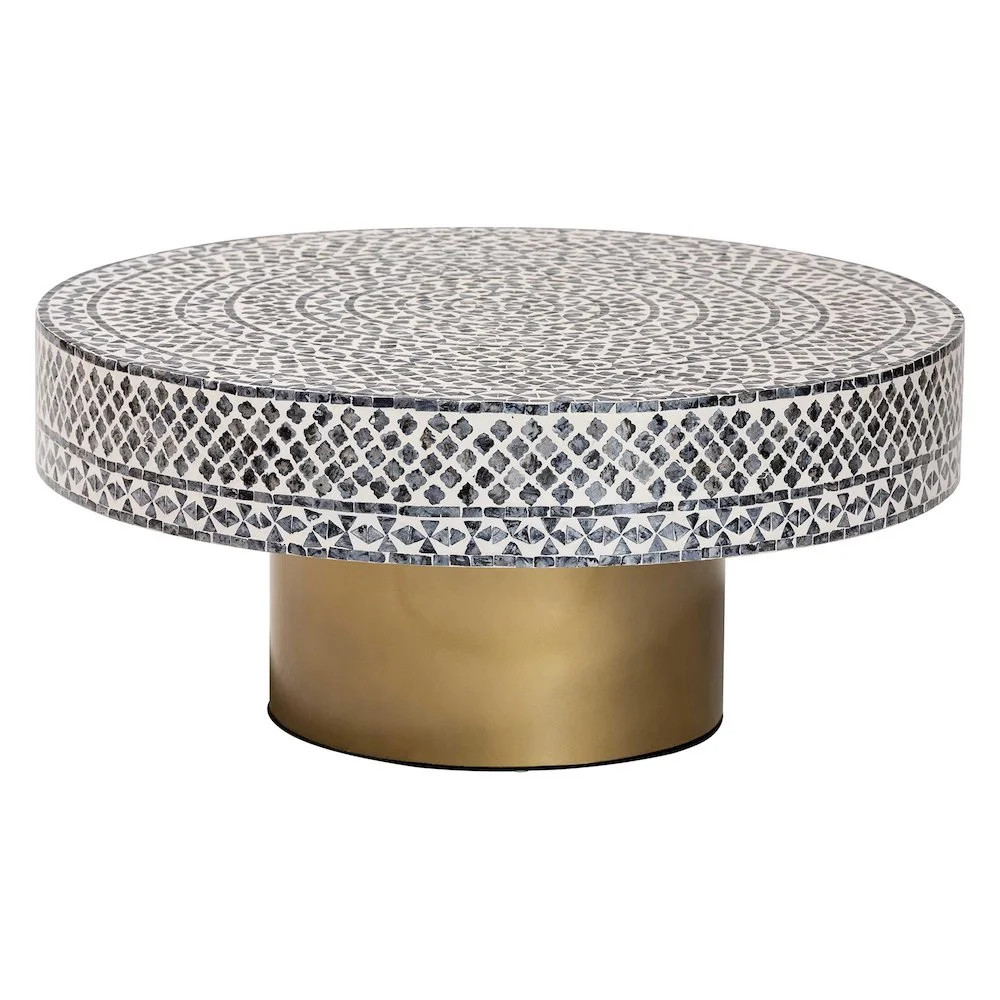 bali & pari Idra Coastal Black and White Mother of Pearl Capiz Shell Coffee Table | Walmart (US)