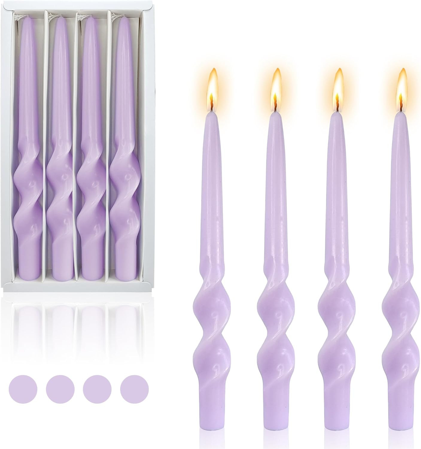 Swirl Candlesticks Spiral Taper Candles,Set of 4 Purple Candle Stick Long Tapered Candle Twisted ... | Amazon (US)