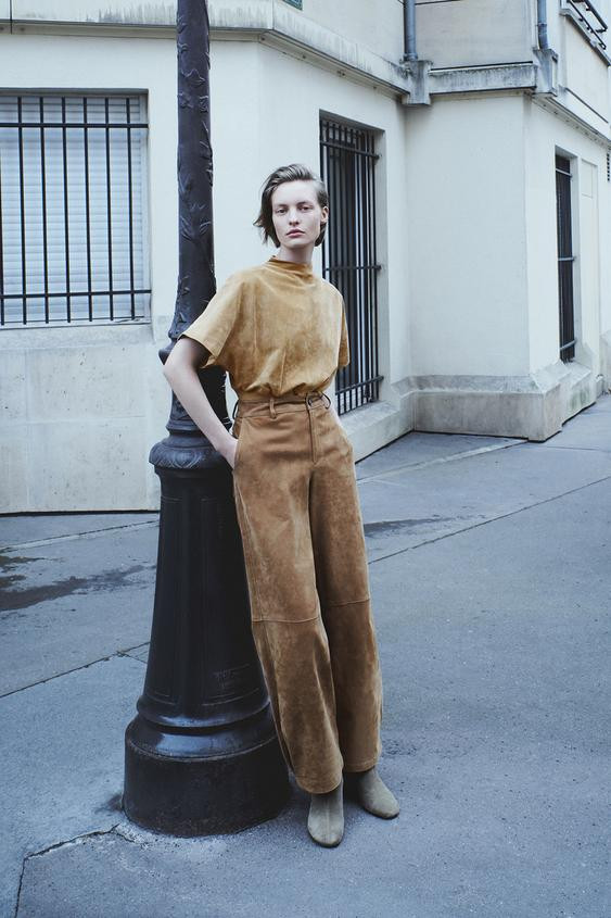 100% SUEDE LEATHER PANTS | Zara US