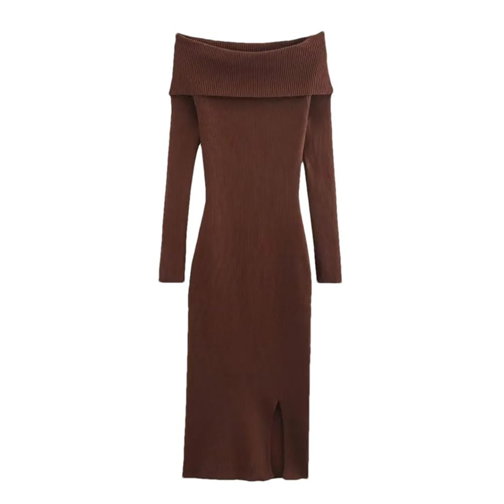 Rfmfkkg Women's Knitted Turtleneck Dress Knitted Sweater Dress Long-Sleeved Pullover Slim Dress | Amazon (US)