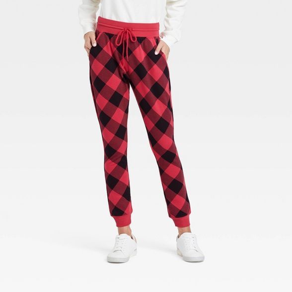 Women's Holiday Flannel Graphic Jogger Pants - Red | Target