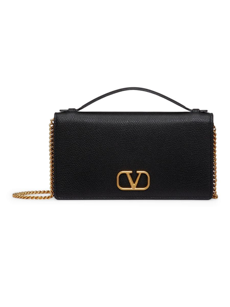 Vlogo Signature Grainy Calfskin Wallet with Chain | Saks Fifth Avenue