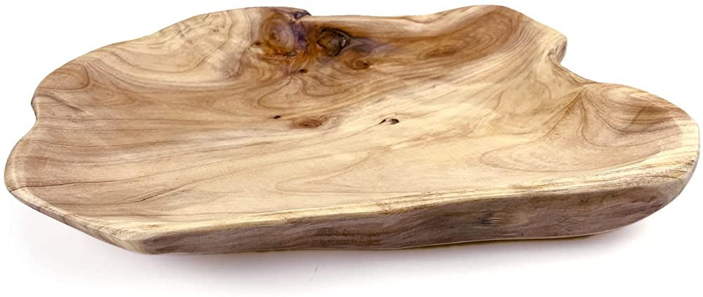 EWEIGEER Wood Fruit Snack Dish Hand-Carved Candy Dish Natural Handmade Wooden Serving Tray Wood R... | Amazon (US)