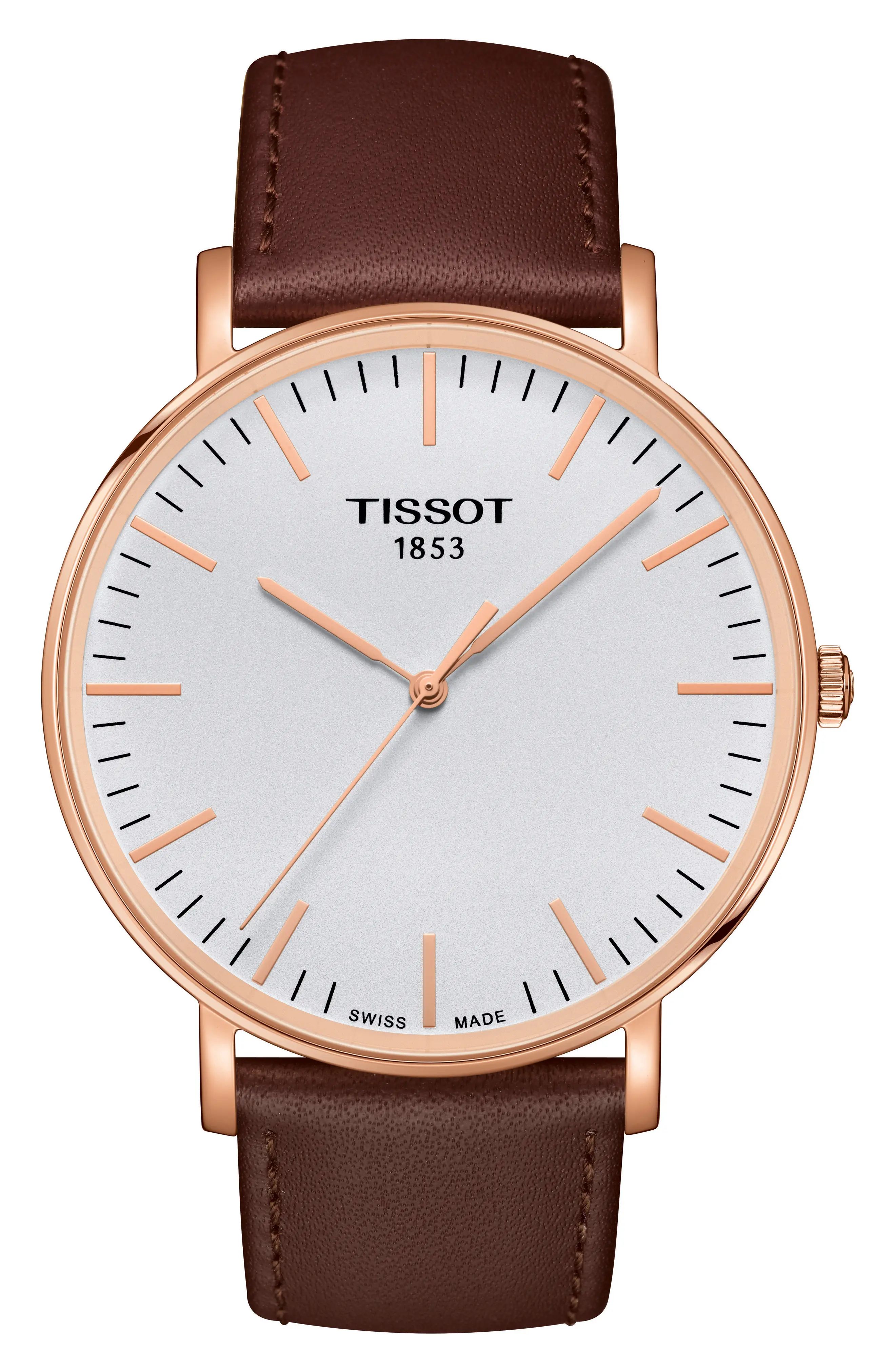 Tissot Everytime Leather Strap Watch, 42mm | Nordstrom