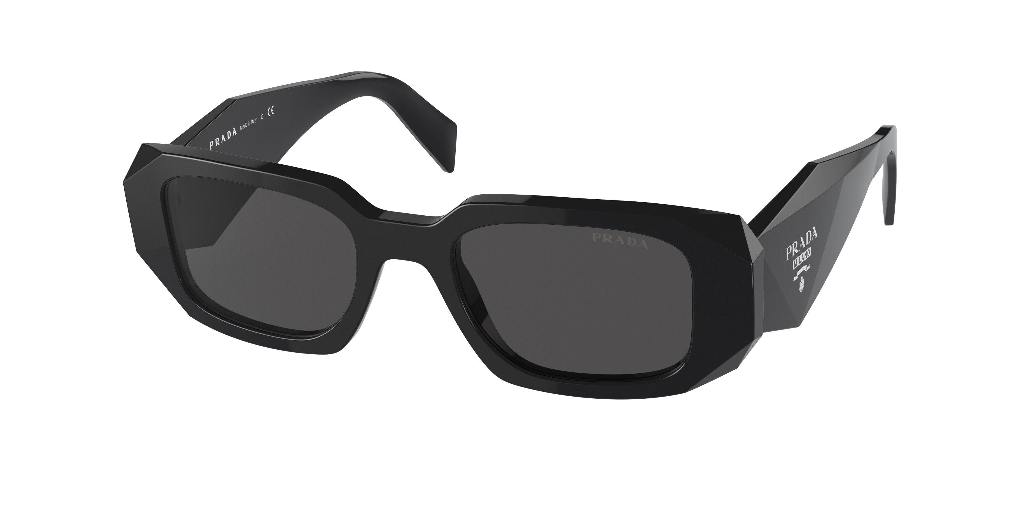 Prada PR 17WS Plastic Womens Rectangle Sunglasses Black 49mm Adult | Walmart (US)