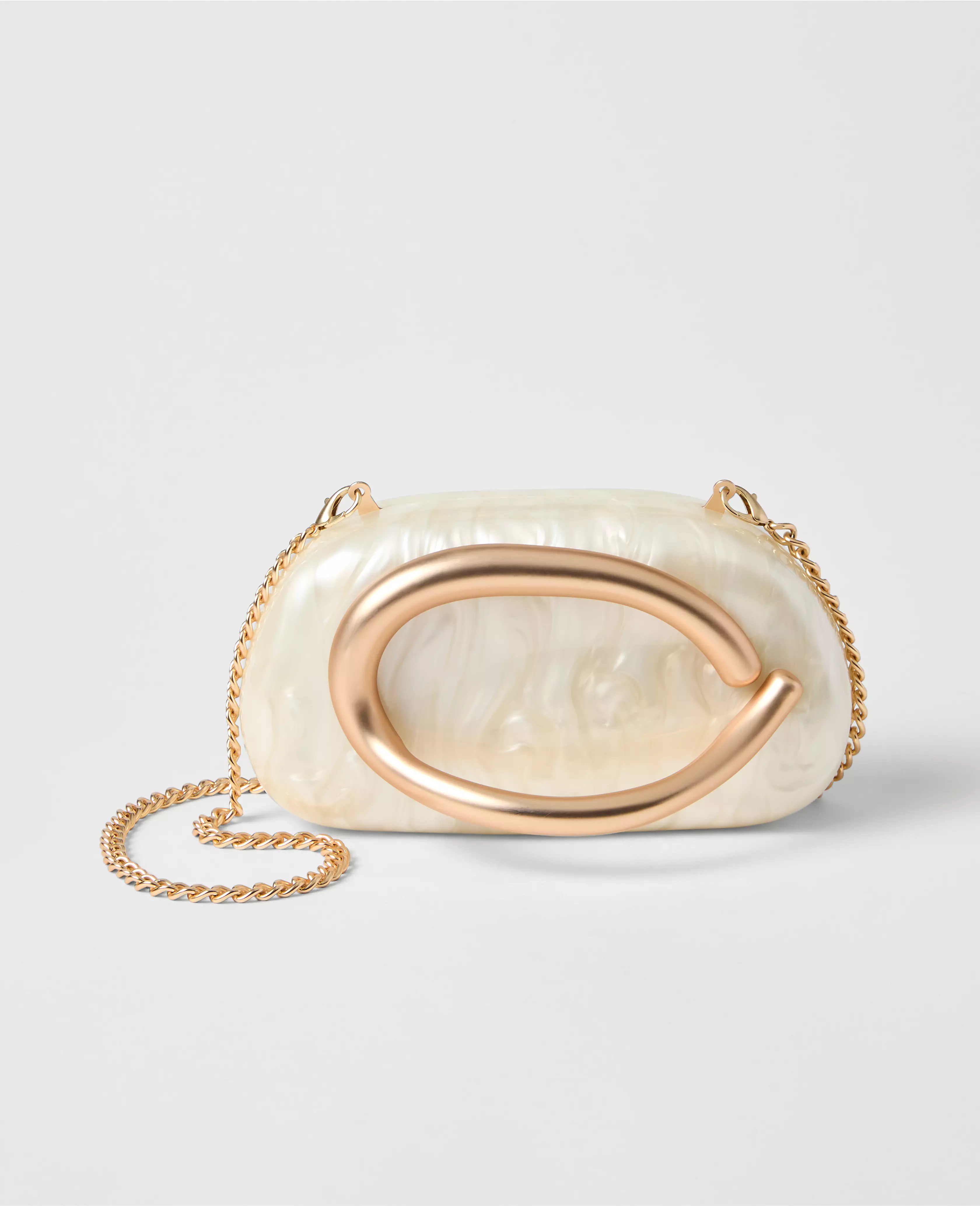 Hardware Embellished Pearl Clutch | Ann Taylor