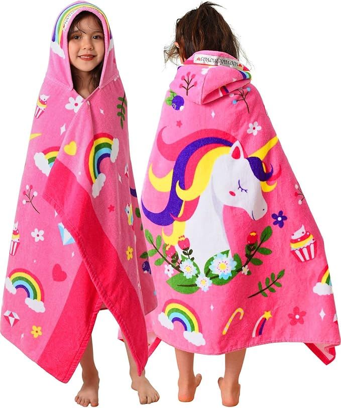 Kids Beach/Pool/Bath Hooded Towel, 30''X50'' Oversized Boys Girls Swim Surf Camping Hood Towel, A... | Amazon (US)