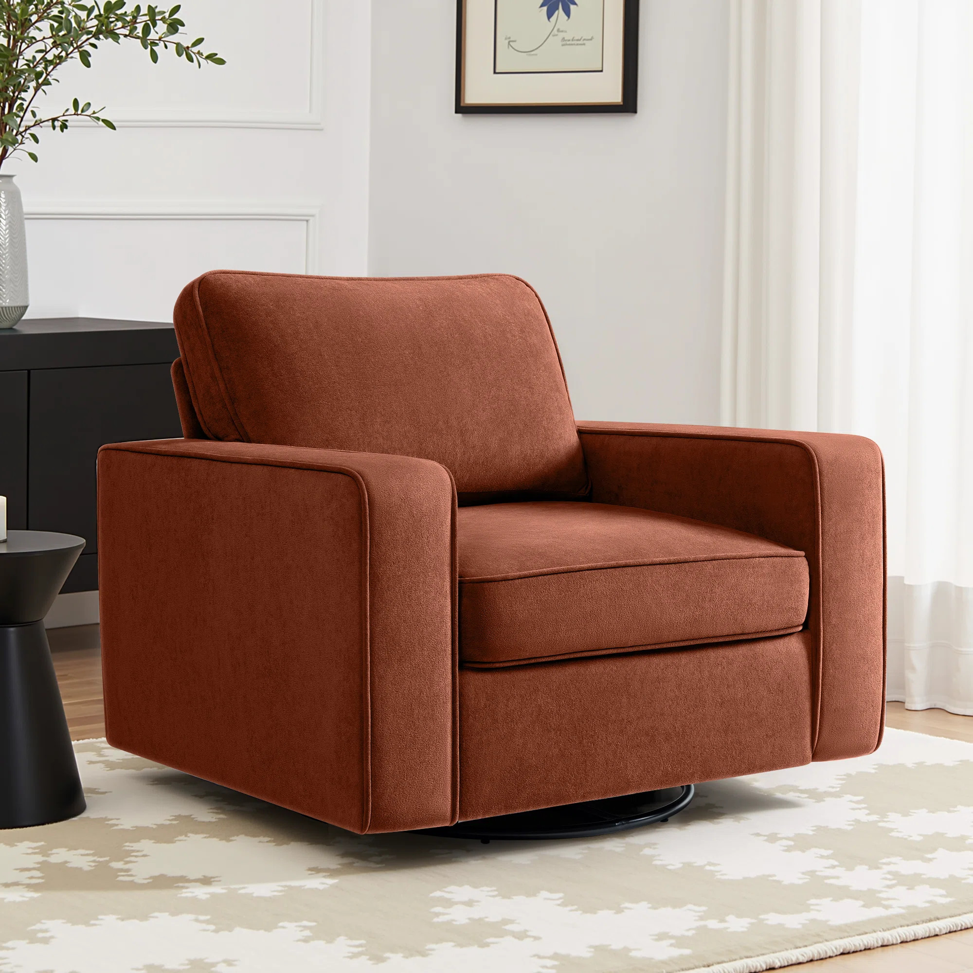 Ebern Designs 36.2" Wide Upholstered Swivel Accent Armchair | Wayfair | Wayfair North America