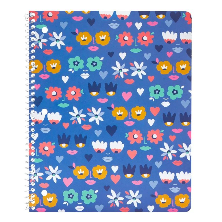 Mintgreen Spiral Notebook, Wide Ruled, 80 Recycled Sheets, 8x10, Floral Faces | Walmart (US)