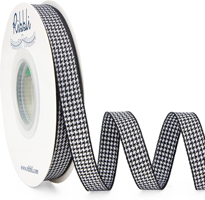 Ribbli Black and White Houndstooth Ribbon,3/8 Inches x Continuous 25 Yards,Christmas Ribbon Use f... | Amazon (US)