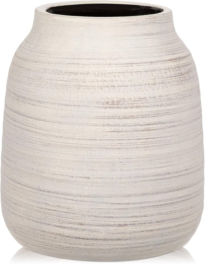 Briful 8.3in Large Rustic Shabby White Ceramic Vase,Vintage Farmhouse Flowers Vase,Natural Countr... | Amazon (US)