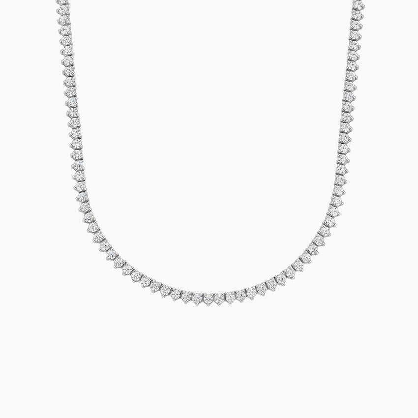 16 in. Perfect Three-Prong Lab Diamond Tennis Necklace (5 ct. tw.) in 18K White Gold | Brilliant Earth