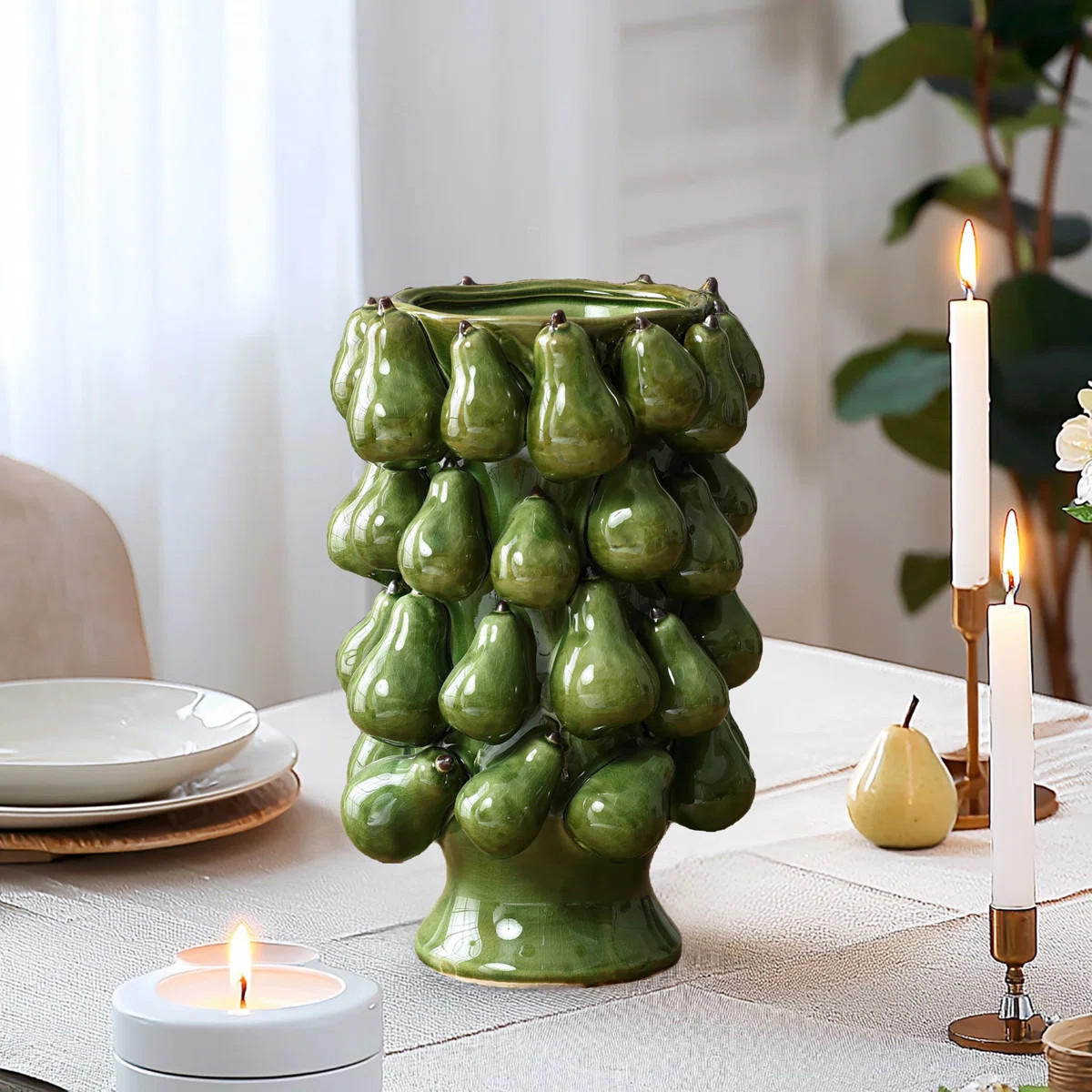 Green Modern Pears 12.4-Inch Tall Vase | Wayfair North America