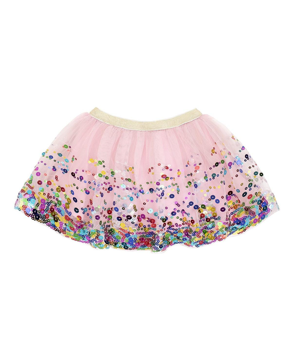 Sweet Wink Baby Girls Baby Pink Confetti Tutu Skirt - Pink tulle with multi-color sequins | Macy's