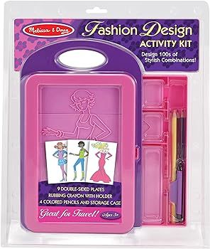 Melissa & Doug Fashion Design Art Activity Kit - 9 Double-Sided Rubbing Plates, 4 Pencils, Crayon... | Amazon (US)