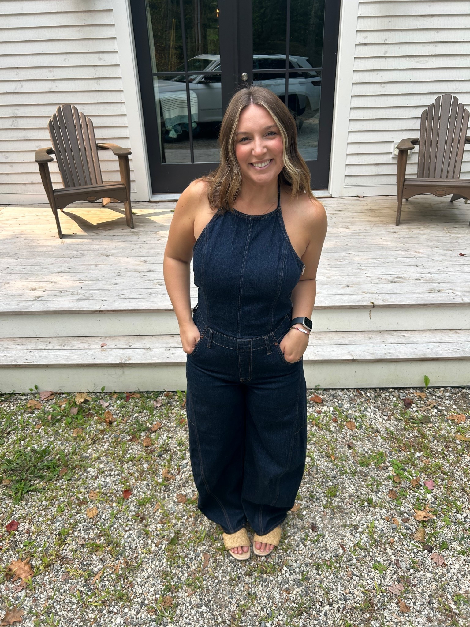 Abercrombie denim barrel jeans jumpsuit 
Wearing a medium 

#LTKSeasonal #LTKStyleTip #LTKNYFW
