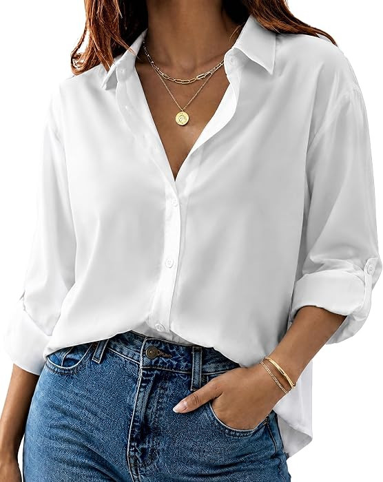 ETOSELL Womens Button Down Shirts Long Sleeve Business Casual Dressy Blouse | Amazon (US)