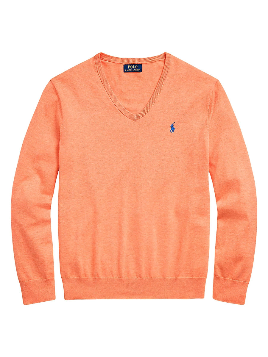 Men's Logo Cotton V-Neck Sweater - Mari Gold Orange - Size XXL | Saks Fifth Avenue