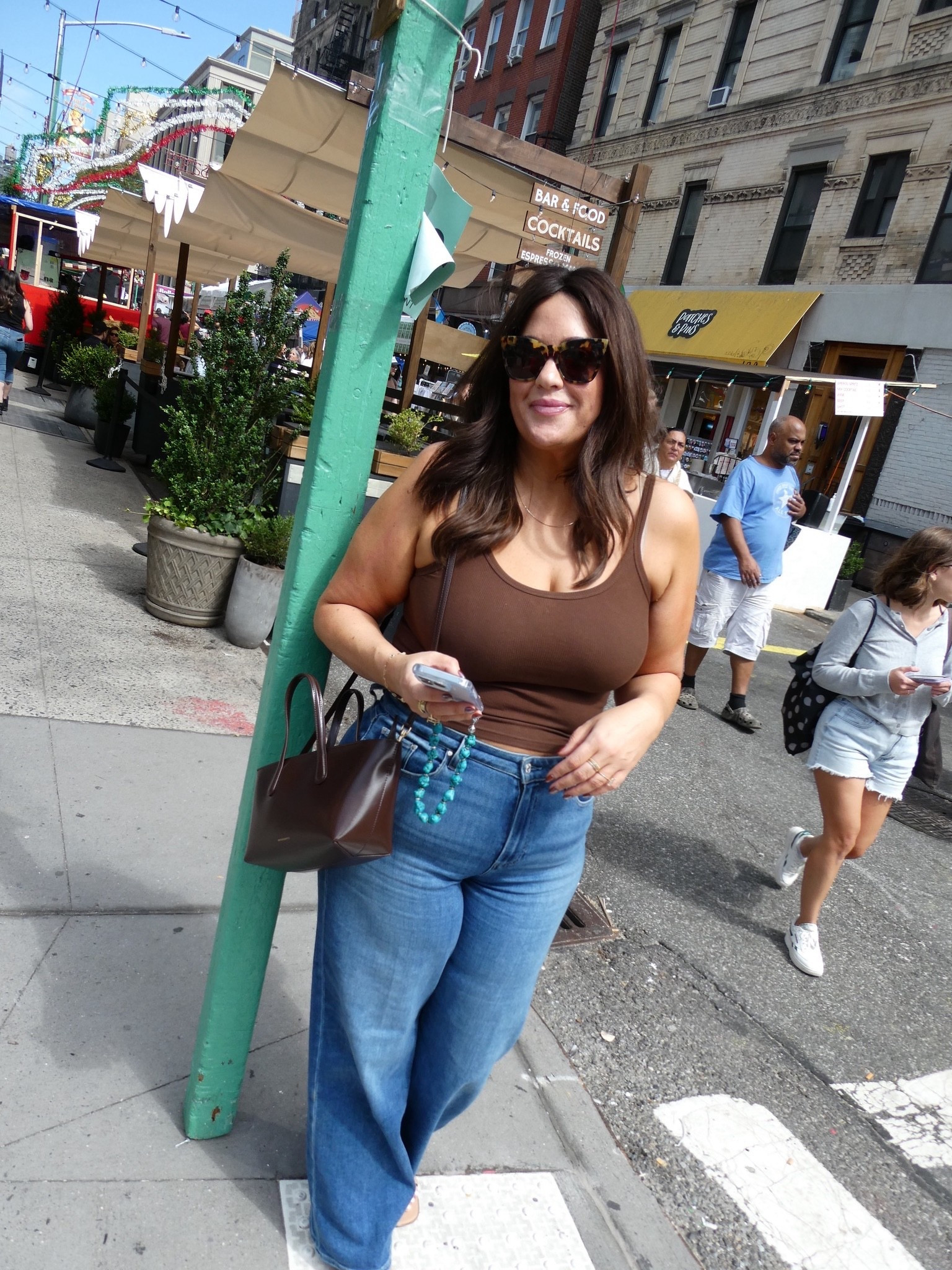 Uniform! Jeans are tts. Size down in tank. This is crop length tank in brown. Wearing my everyday t shirt bra in nude. True to size. 

#LTKMidsize #LTKFindsUnder50 #LTKNYFW