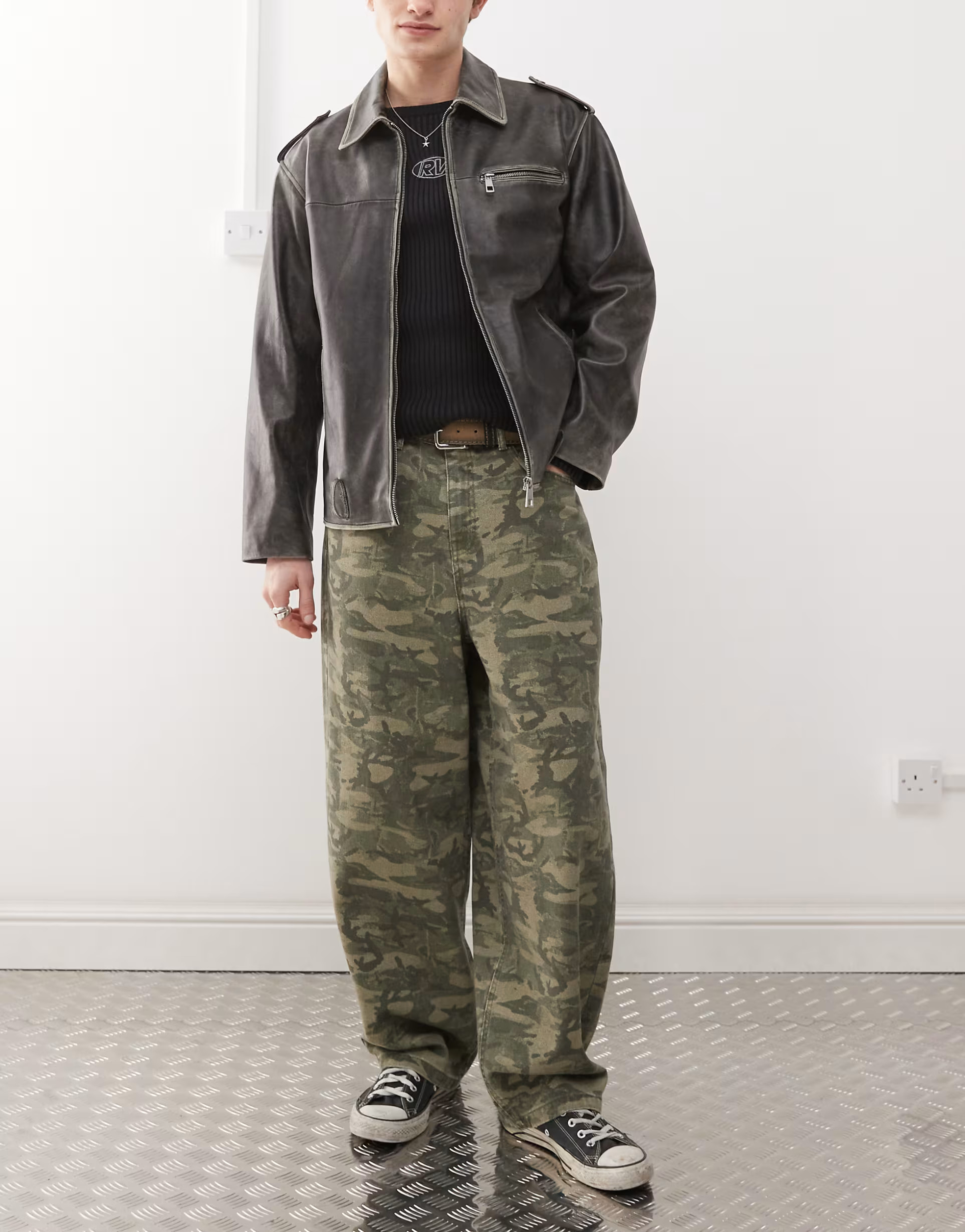 Reclaimed Vintage wide leg baggy camo print jeans | ASOS (Global)