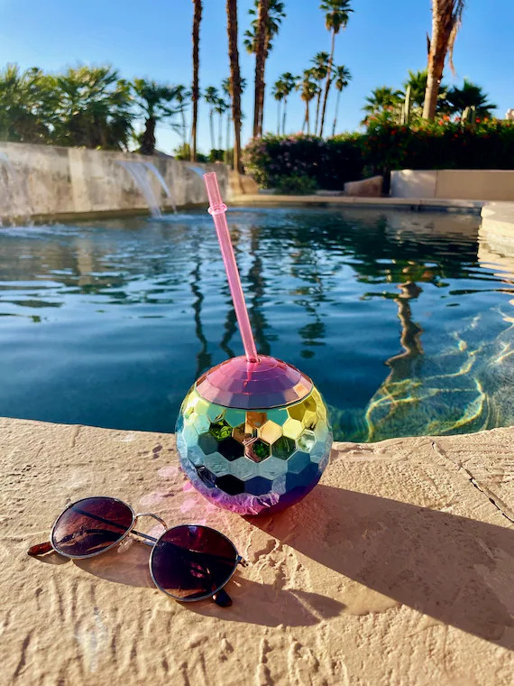 Rainbow Disco Ball Party Cup | Disco Bachelorette | Disco Ball Drink Tumbler | Silver Disco Ball ... | Etsy (US)