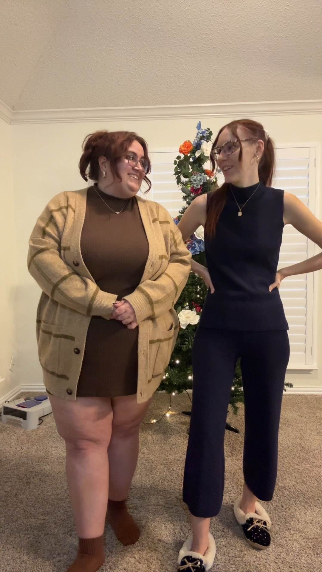 Our navy sweater set was a Christmas present from a few years ago, and we love it so much that we put another sweater set on our Christmas list this year - it’s linked! 

The grid cardigan is one of our faves and also a few years old, but target’s got a similar black and white one this year!

#LTKGiftGuide #LTKCyberWeek #LTKHoliday