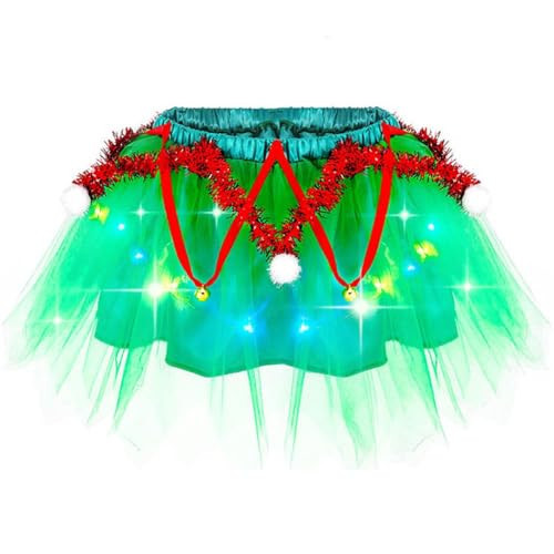 REETAN Light up Kids Christmas Tutus Green LED Tutu Skirt Sparkly Xmas Glow Party Costume for Girls | Amazon (US)