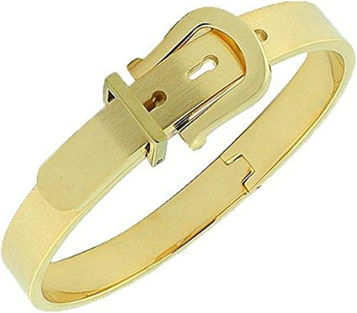 High Polished Stainless Steel Adjustable Belt Buckle Love Bracelets Bangle For Men/Women 6.5inch-... | Amazon (US)