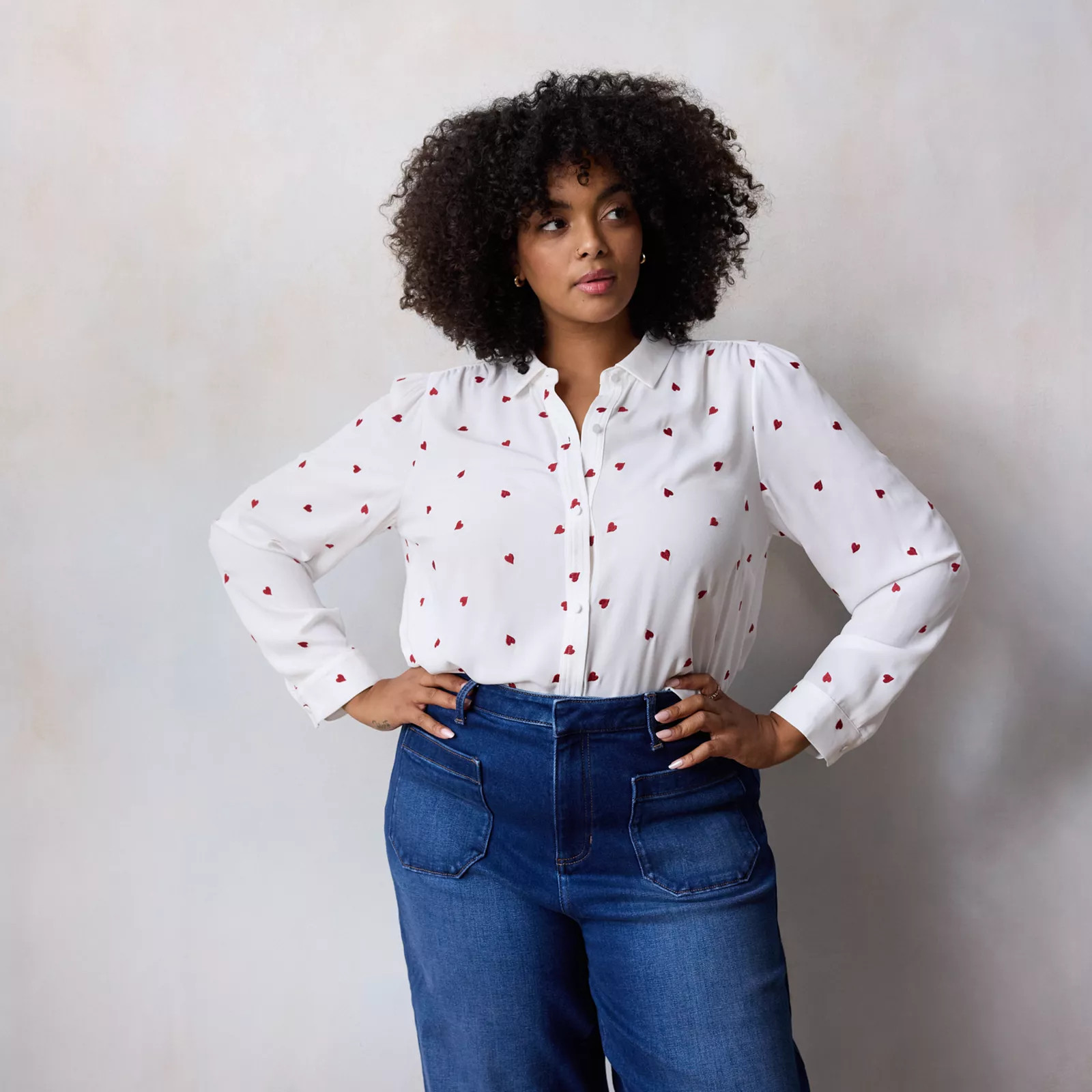 Plus Size LC Lauren Conrad Collared Button-Front Shirt | Kohl's