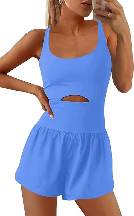 SENSERISE Womens Workout Athletic Romper Running One Piece Jumpsuit Shorts Tennis Gym Romper Outf... | Amazon (US)