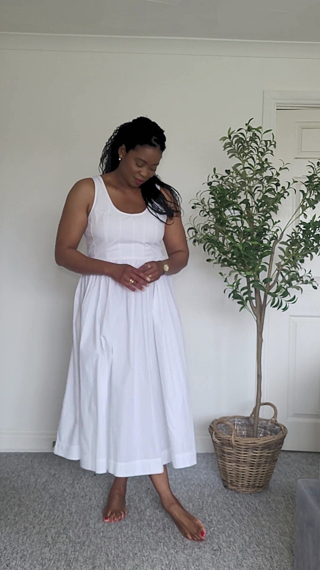 WHITE MIDI DRESS/SKIRT FOR SPRING 💐A versatile capsule wardrobe essential, style with a cardigan or button up shirt, great with trainers or heels.Spring outfit, white dress, midi skirt, neutral outfit.#ltkuk #LTKmidsize #LTKmodest #ltkover40 #whitedress #midiskirt 

#LTKspring #LTKsummer #LTKdresses