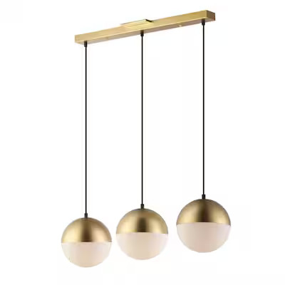 ET2 Half Moon 3 -Light Metallic Gold Modern/contemporary White glass Globe Large Hanging Kitchen ... | Lowe's