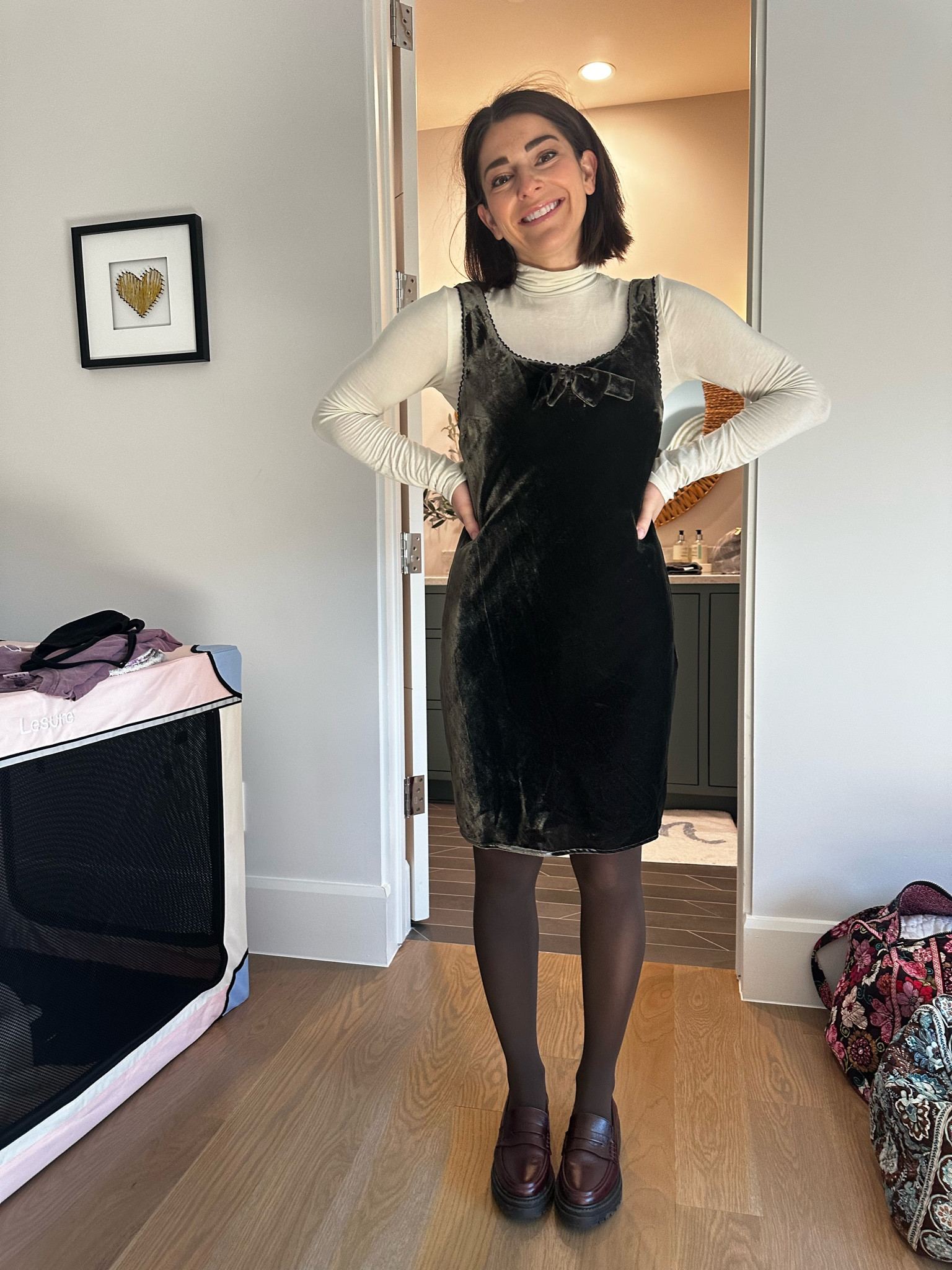 When your daughter becomes your photographer 😍

I need to get this gorgeous chocolate velvet dress tailored just an eency bit (short people probs!) and then it will be 🔥 I love pairing a mini with tights and flats. Such a juxtaposition for me 😍

#LTKFindsUnder100 #LTKStyleTip #LTKWorkwear