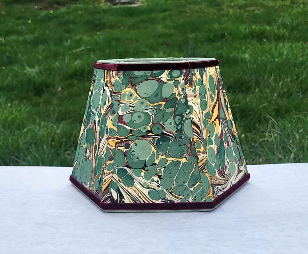 Small Marbled Paper Lampshade Hexagon Green - Etsy | Etsy (US)