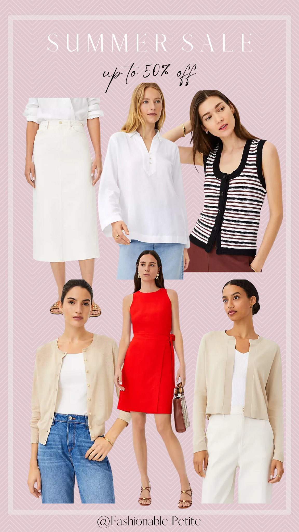 Summer outfit ideas from Ann Taylor. From work to the weekend. Up to 50% off! I love this side tie red for Fourth of July! The style is so flattering and chic. 

Summer outfit. Casual outfit. Weekend outfit. Denim skirt. Summer styles. 

#LTKSaleAlert