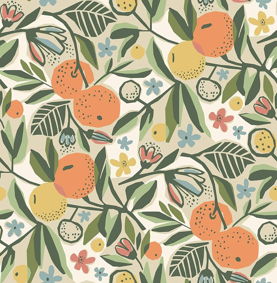 Pip & Lo Ochre Clementine Garden Peel & Stick Wallpaper, Orange | Amazon (US)