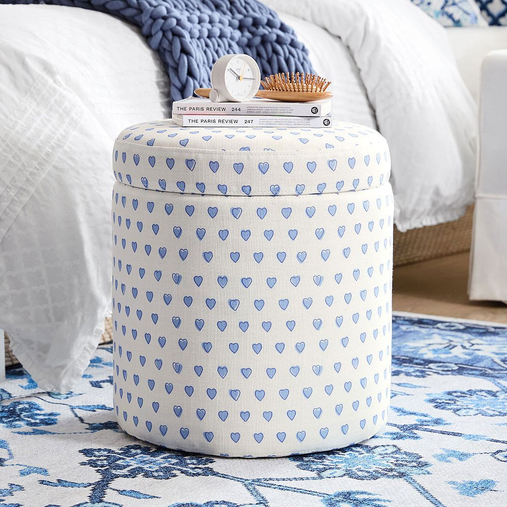 Roller Rabbit Round Storage Ottoman | Pottery Barn Teen