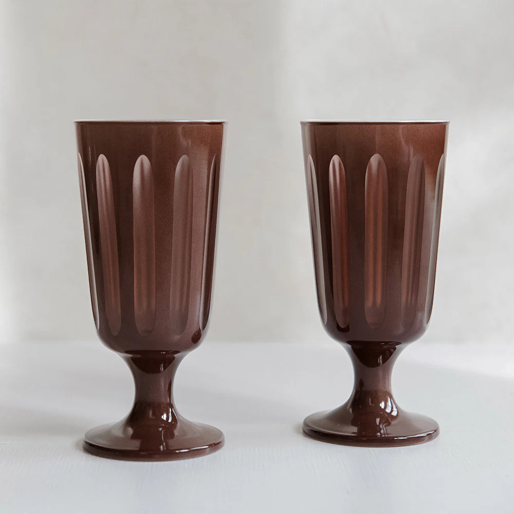 Footed Drinking Glass Set - Chestnut | Roan Iris