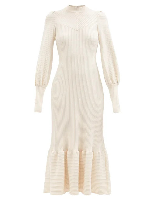 Ale mais - Dawn Ribbed-knit Cotton Midi Dress - Womens - Cream | Matches (US)