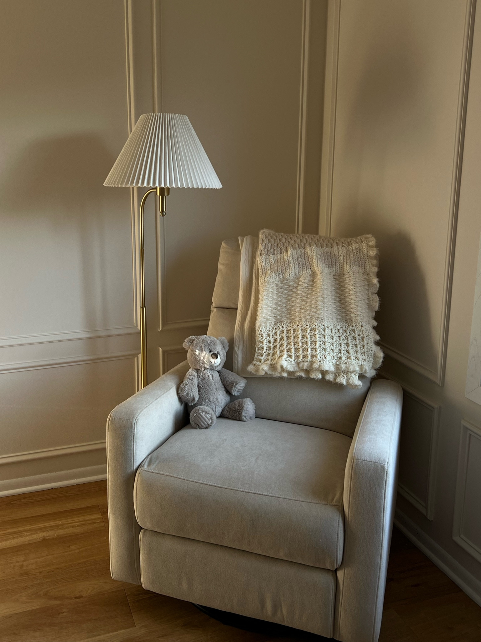 Beginning stages of the nursery 🤍🧸 lamp & back blanket linked! Glider is Nurture& The Glider Plus in Ivory

#LTKSeasonal #LTKBaby #LTKKids