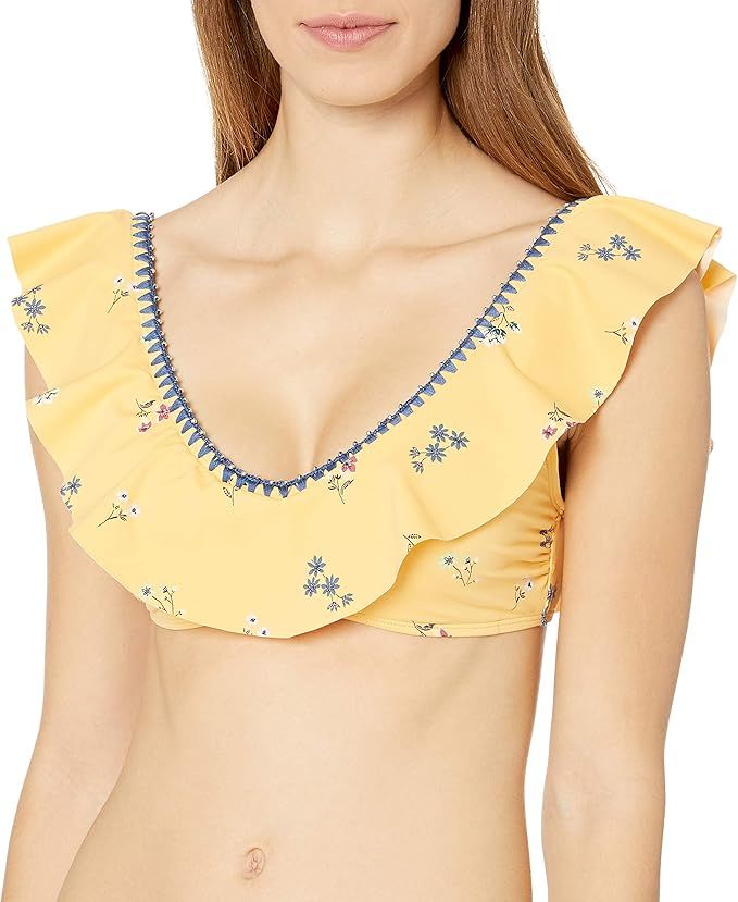 Anne Cole Women's V Neck Ruffle Bralette Bikini Swim Top | Amazon (US)