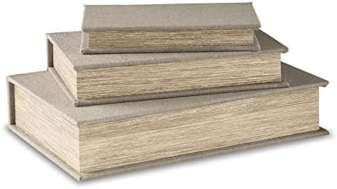 Signature Design by Ashley Jolina Vintage 3 Piece Faux Book Keepsake Storage Box Set, Gray | Amazon (US)