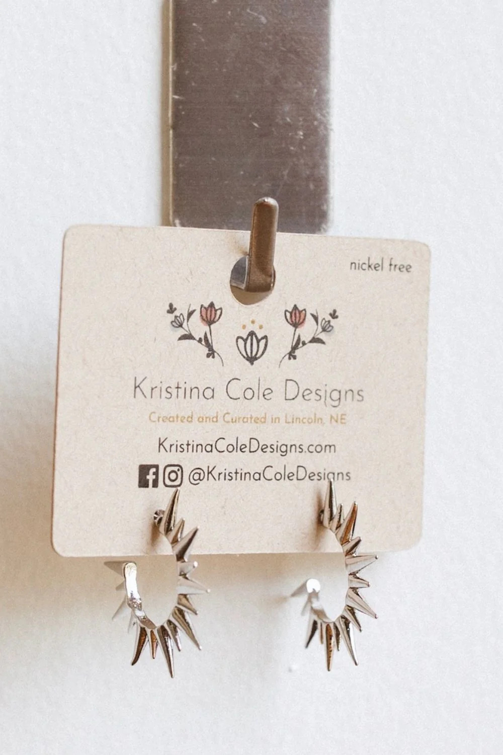 Silver Spike Hoops | Kristina Cole Designs