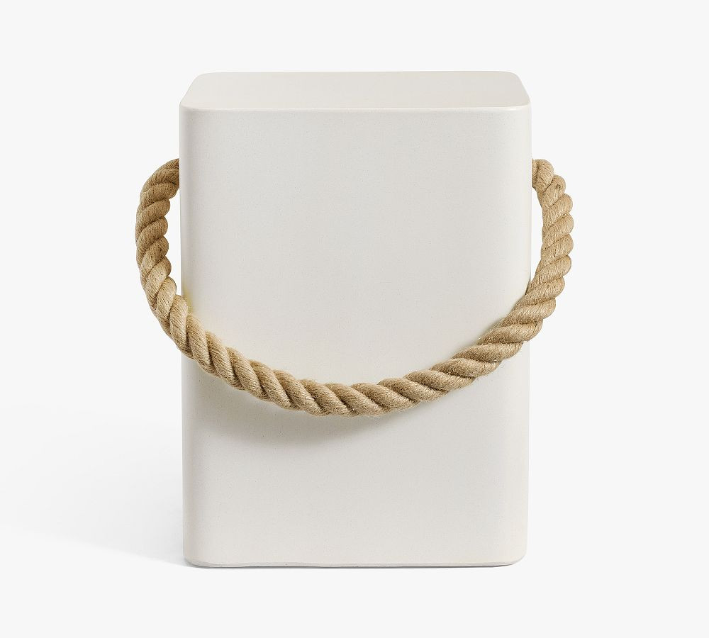Coastal Concrete & Rope Outdoor Side Table (14"-16") | Pottery Barn (US)