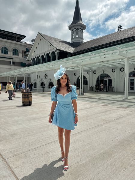 Kentucky Derby outfit, blue mini dress, blue fascinator, Kentucky derby hat, silver heels, Nana Jacqueline. Can’t link directly, but the dress comes in multiple colors on the brands site! Wearing S. Size up one size 

#LTKstyletip #LTKwedding #LTKparties